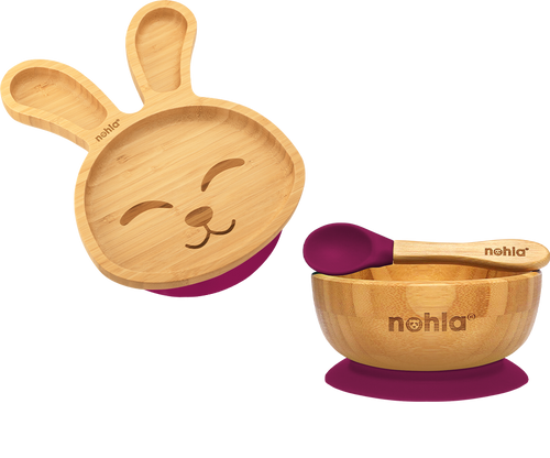 Billie the Bunny Bamboo Suction Plate, Bowl and Spoon Gift Set