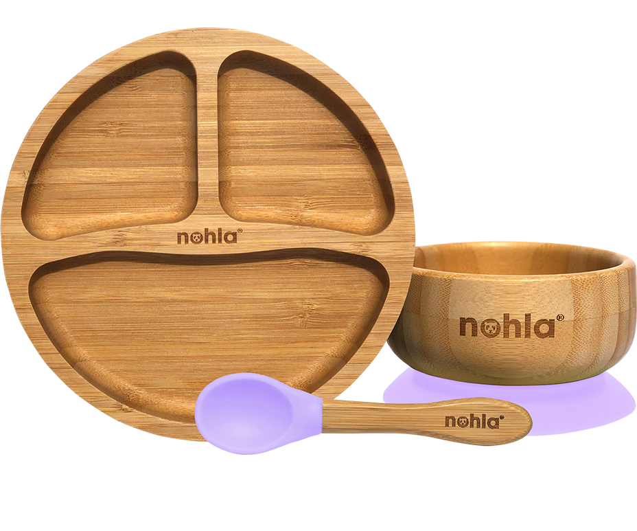 thumbnail: Bamboo Bamboo Baby Kom & Lepel Set - Grijs | Met Zuignap | Voor Vast Voedsel Vanaf 6 Maanden