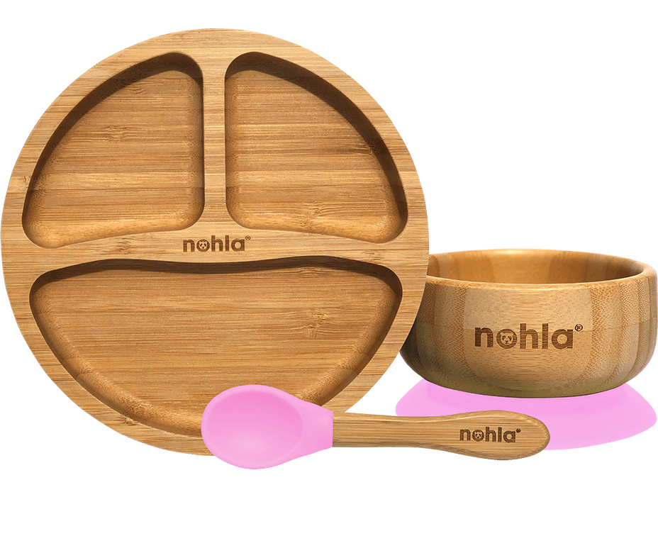 Bamboo Baby Suction Plate, Bowl and Spoon Weaning Set