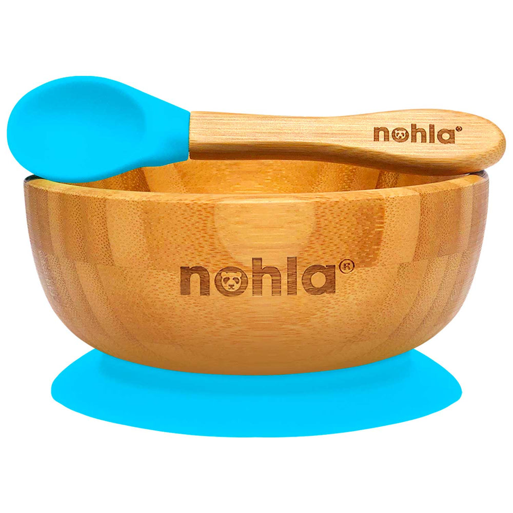 nohla-co-uk Bamboo Baby Suction Bowl and Spoon - Blue product image