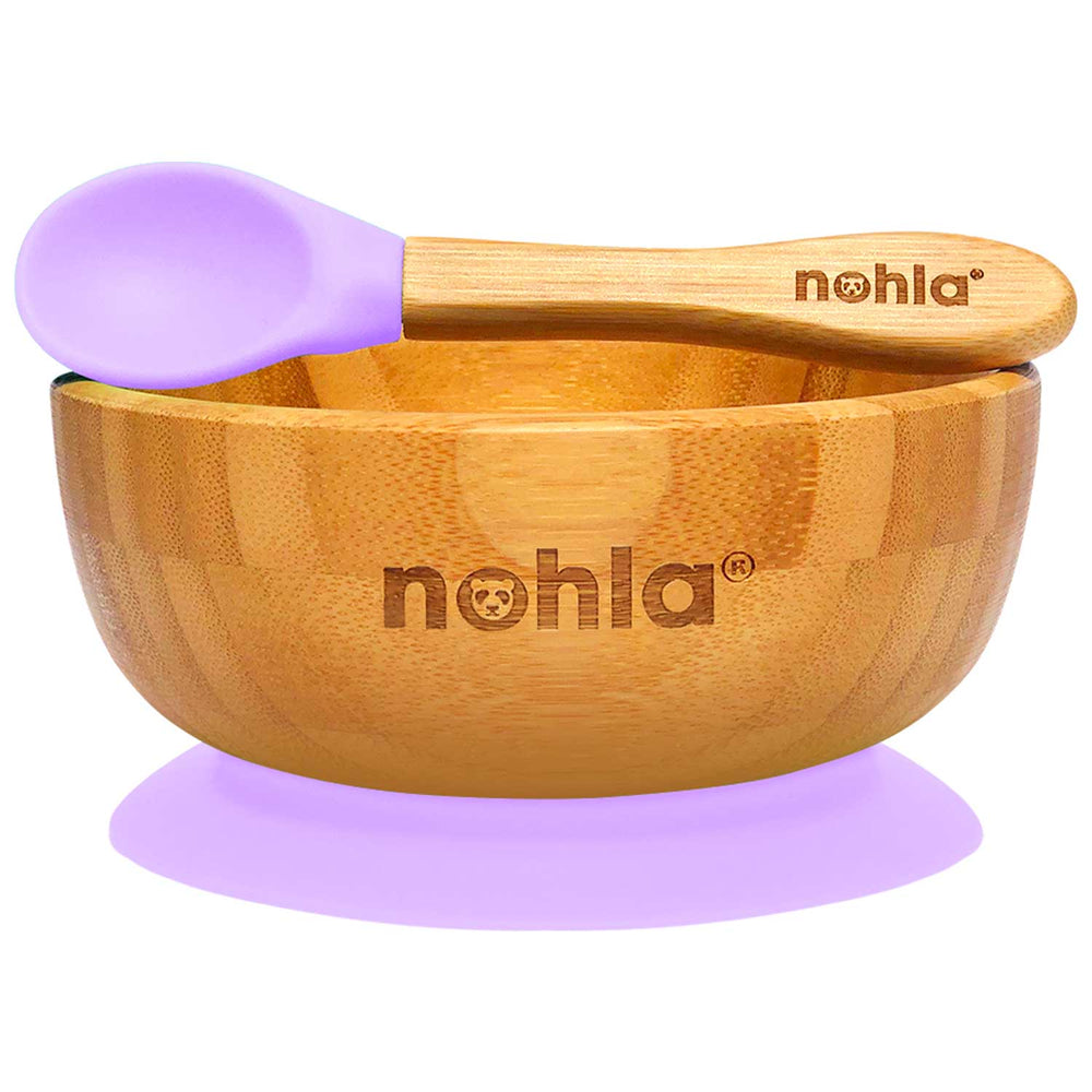 Bamboo Baby Suction Bowl and Spoon - Lilac