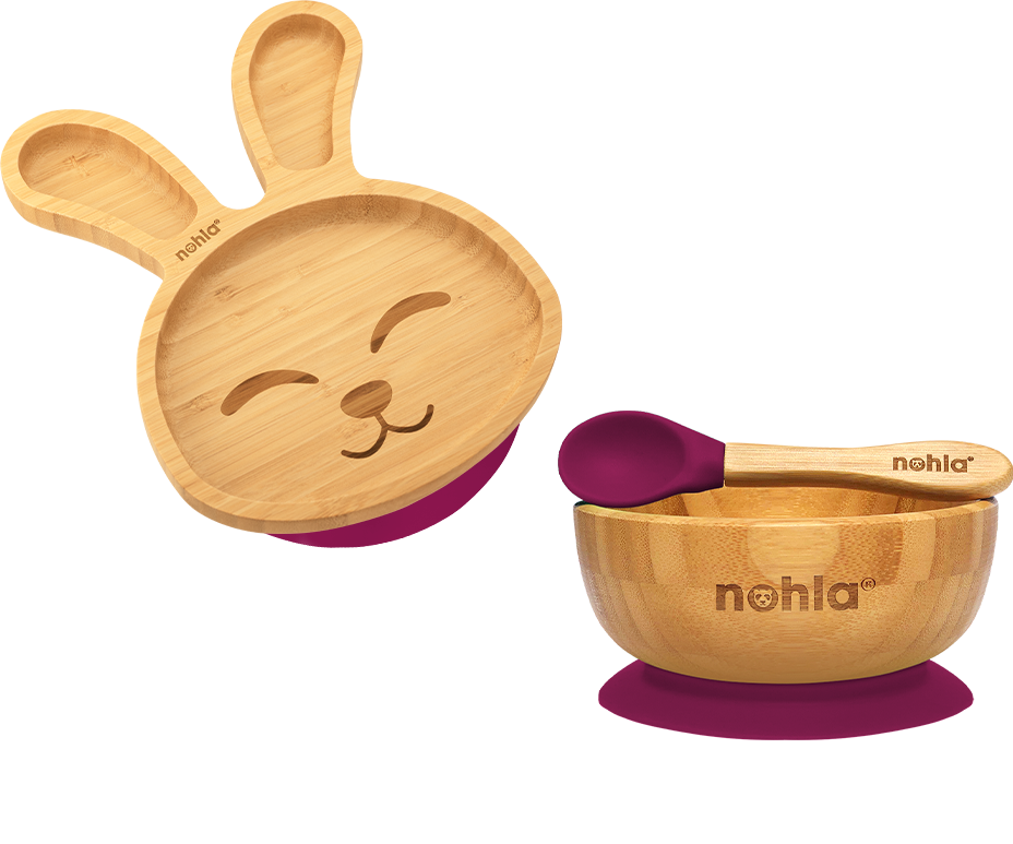 Billie the Bunny Bamboo Suction Plate, Bowl and Spoon Gift Set