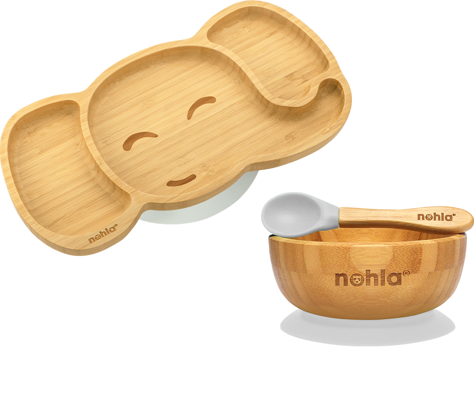 Ezra the Elephant Bamboo Suction Plate, Bowl and Spoon Gift Set